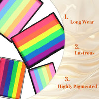 Mikloven Rainbow Face Paint Kit, 6 Vibrant Colors, Water-Soluble Body & Face Makeup for Theatre, Carnival, Cosplay, Hypoallergenic Quick-Dry Formula, Easy to Wash Off, 50g