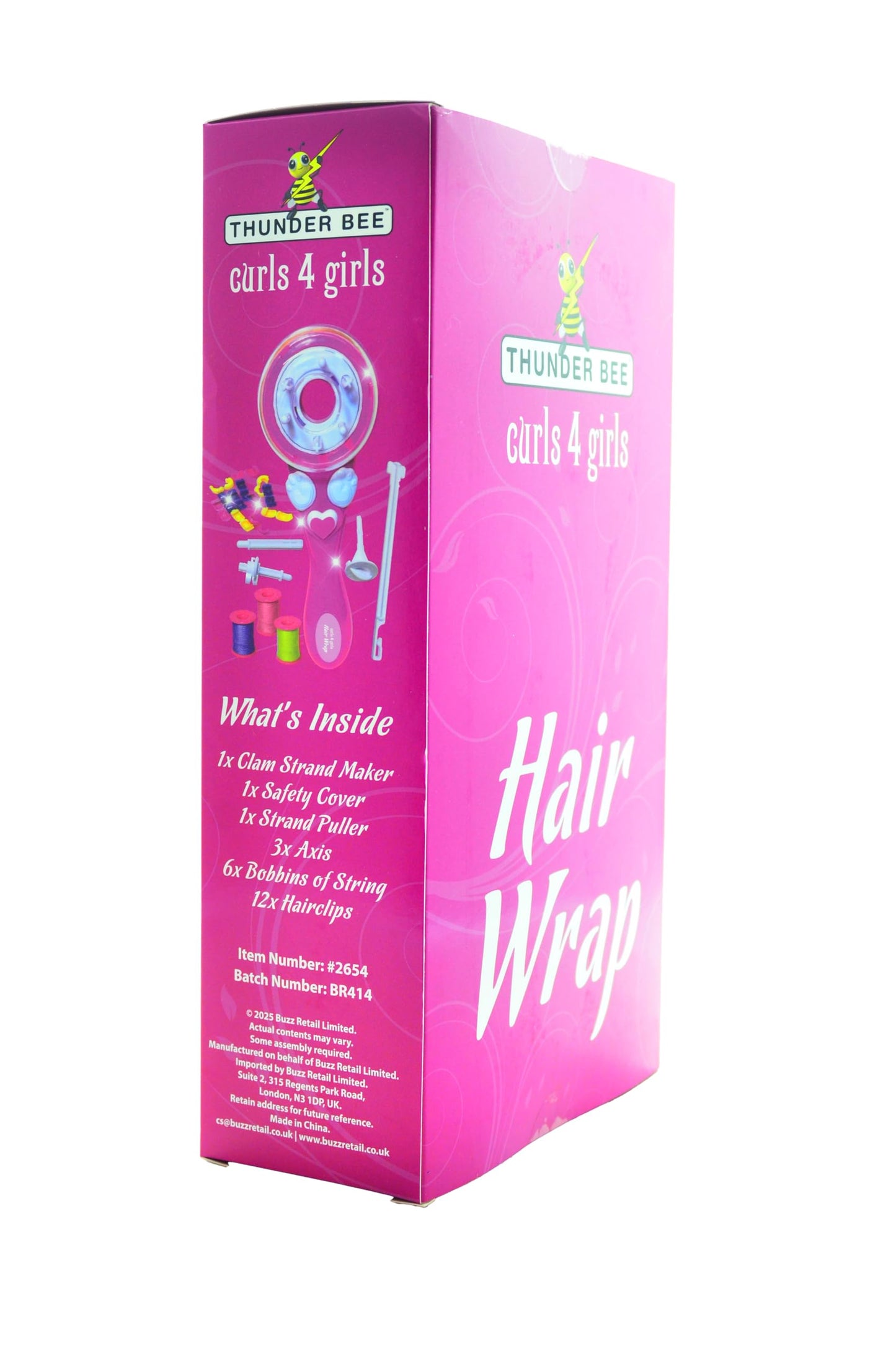 Buzz Toys Thunder Bee Girls 4 Girls Hair Wrap, Hair Styling Tool with Colourful Threads and Beads, Pink, Ages 5+