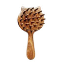 FTA&ATF Wooden massage comb, Sandalwood Massage Gua Sha Comb,wide teeth, smooth, A handheld massage comb in the shape of a kitten