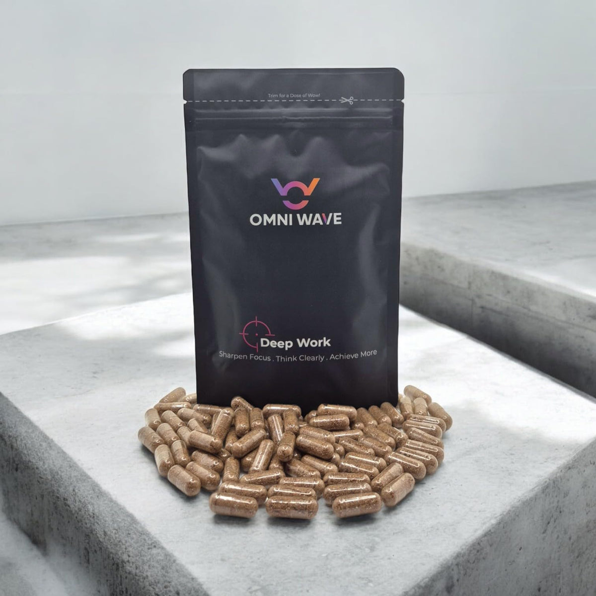 Deep Work by Omni Wave – AI-Engineered Mental Performance Supplement, 14 Natural Ingredients for Clear Focus, Enhanced Productivity, Brain Fog Relief, and Stress & Fatigue Support, Jitter-Free Energy.