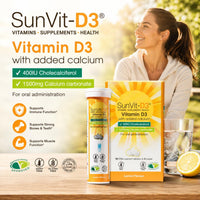 SunVit-D3 Sunvit-D3 Dissolvable Effervescent Lemon Calcium Fizzy Tablets 600mg, with Vitamin D3 400IU Daily Support for Strong Bones & Immune Health, Effervescent Calcium and Vitamin D Tablets 14 X 4 Tubes
