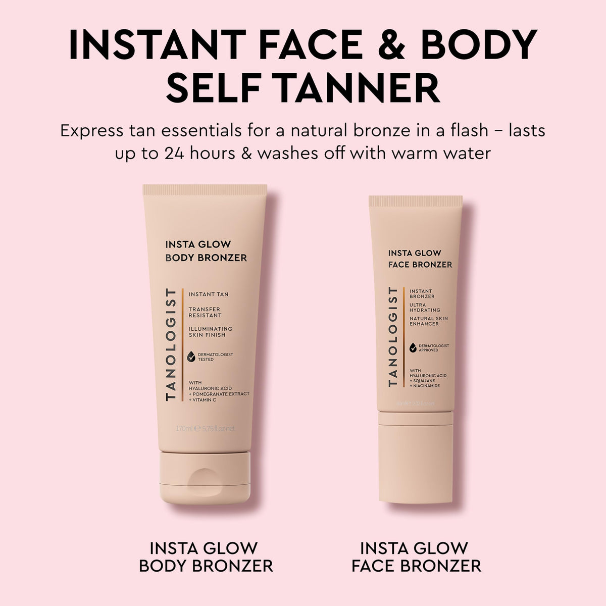 Tanologist Insta Glow Illuminating Instant Body Bronzer, Dermatologist Tested, Buildable Bronze Glow, Light Reflecting Particles, Transfer Proof & Water Resistant, Flawless Finish, 170ml