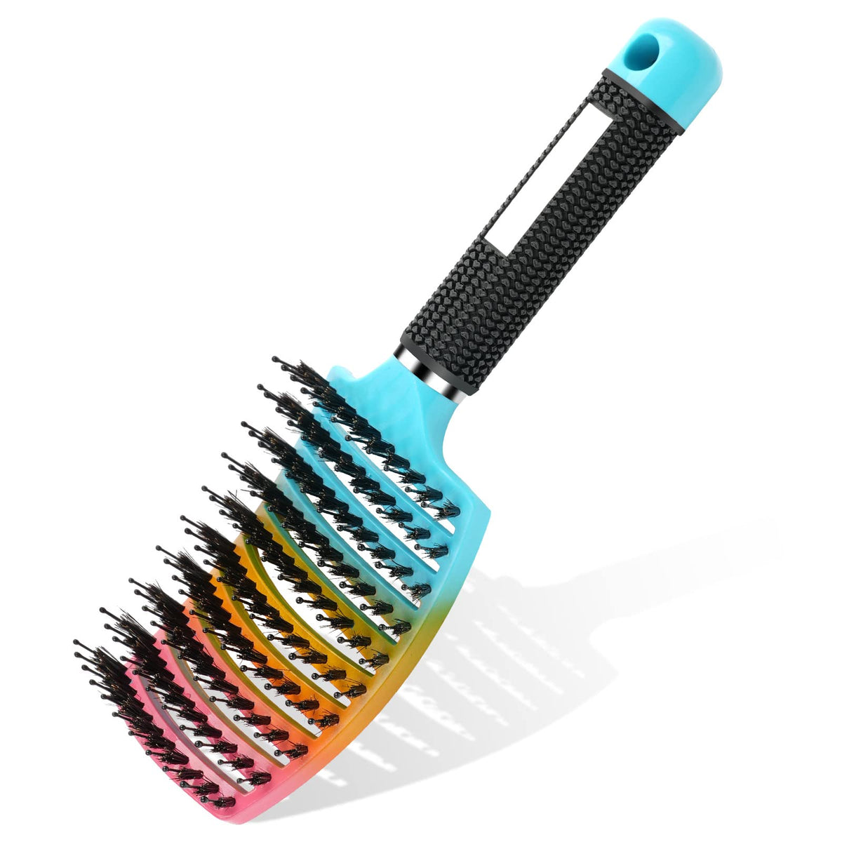 URAQT Hair Brush, Boar Bristle Paddle Hairbrush for Women, Soft Massage Hair Comb, Detangle Hair Brush for Long Thick Curly Hair, Reducing Hair Breakage and Frizzy Gradient