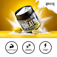 Warrior Creatine Monohydrate Powder 300g – Micronised – Proven to Improve Physical Performance and Recovery, 5g Servings (Lightning Lemonade)