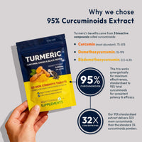 Right Choice Supplements Turmeric, Ginger & Black Pepper 4000 mg Tablets (per Serving), High Strength Curcumin Supplements, Vegan and Gluten Free, UK Made, 120 Count