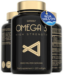 SuperSelf Fish Oil Omega 3 Capsules High Strength - 3000mg Triple Potency - Easy to Swallow with No Fishy Aftertaste - 120 Softgels - UK Made Omega 3 Supplements High in DHA & EPA - Pure & Sustainable Fish Oil
