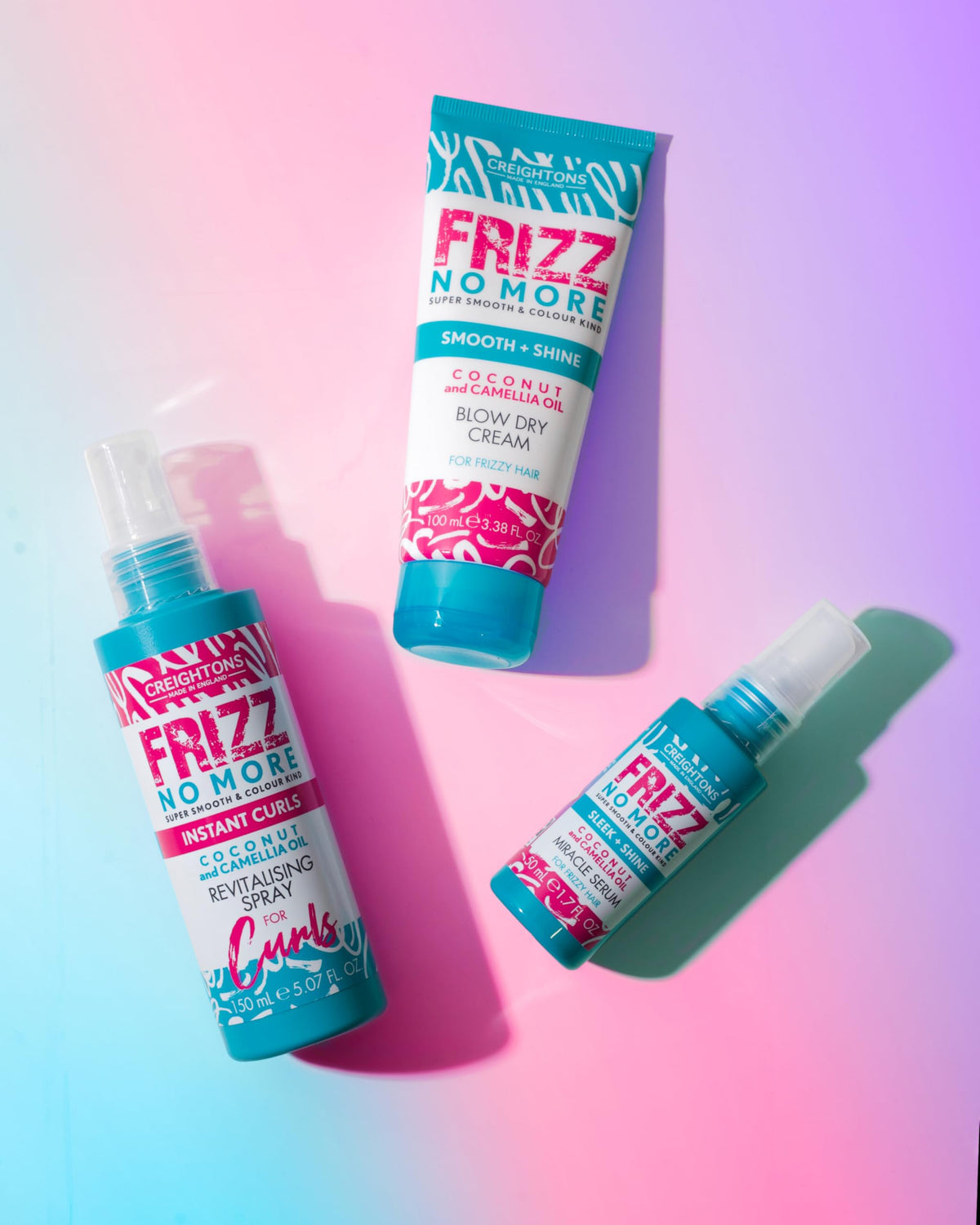 Creightons Frizz No More Smooth & Shine Blow Dry Cream (100ml) - Conditioning Formula which Reduces Frizz Leaving Hair Silky Soft & Smooth & Adds Glossy Shine. Colour Kind Formula, Clear White