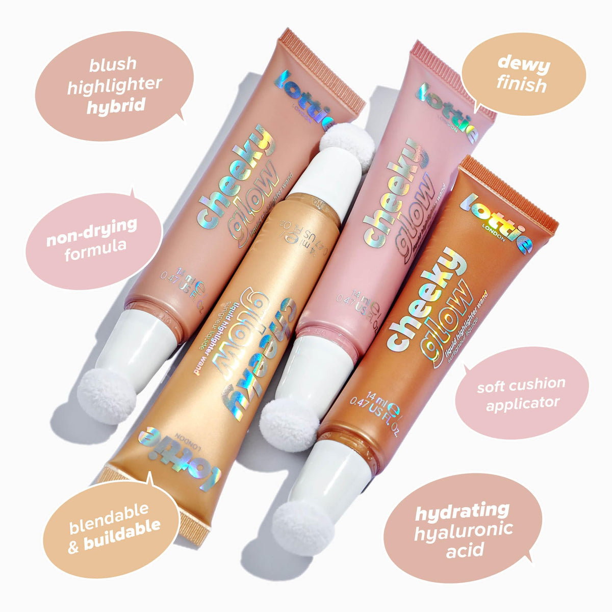 Lottie London Cheeky Glow in Golden Glaze, Liquid Blush & Sheer Highlighter, Buildable Formula Infused with Hyaluronic Acid, Vegan & Cruelty-free