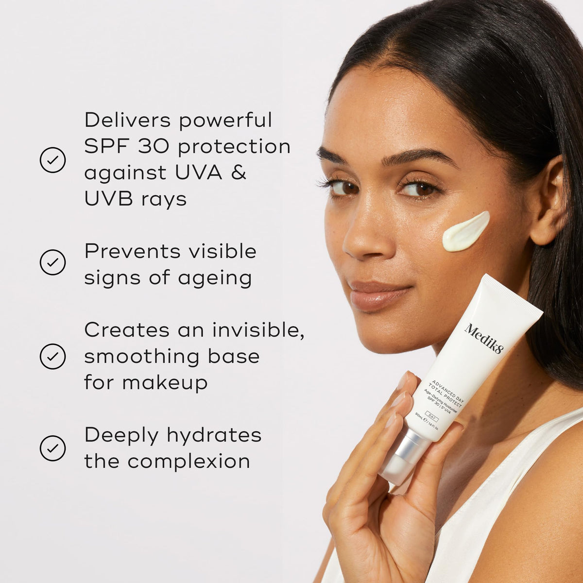 Medik8 Advanced Day Total Protect SPF 30 Face Moisturiser - Hydrating & Non-Greasy UVA Protection - Lightweight Suncreen & Moisturiser - 50ml