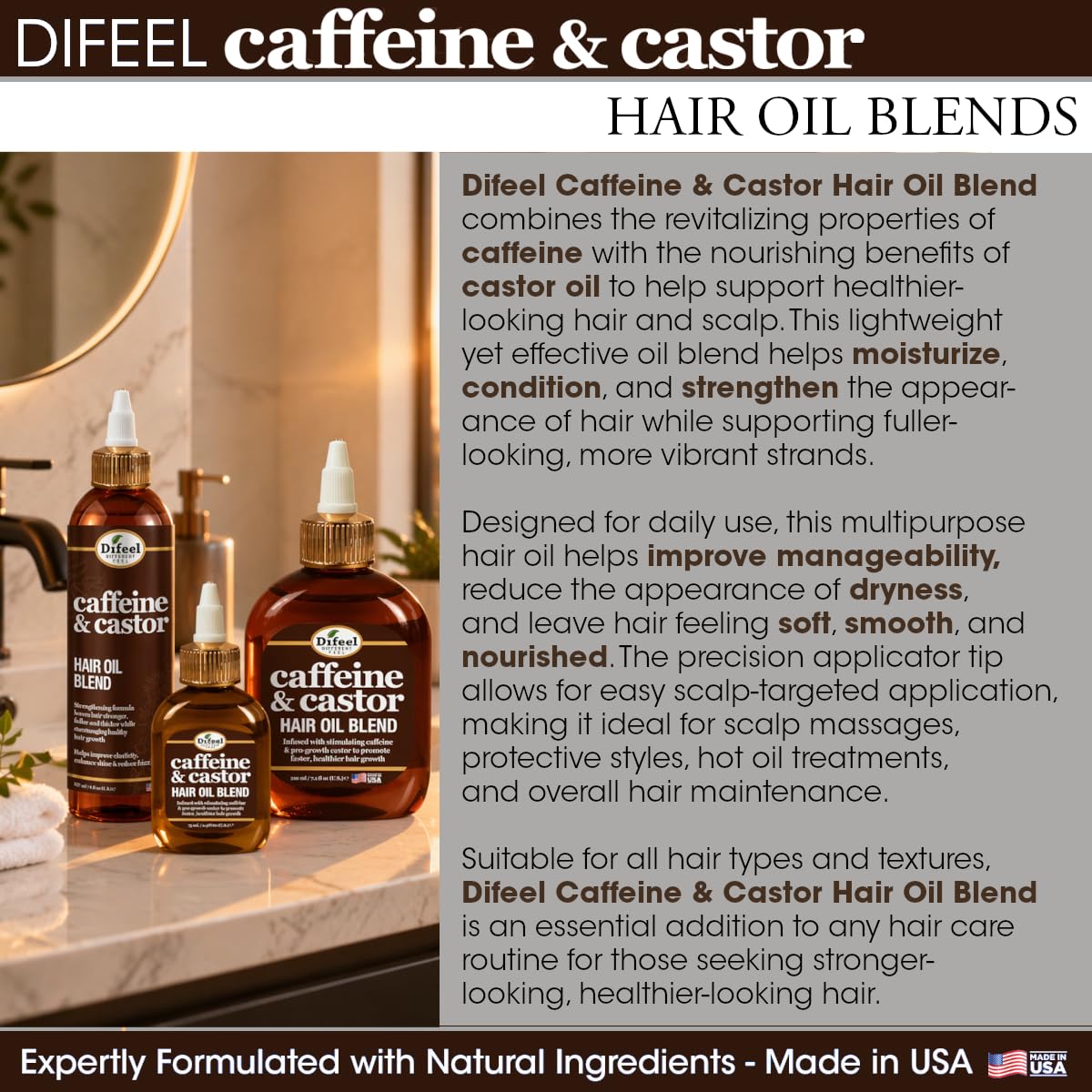 Difeel Caffeine & Castor Premium Hair Oil for Faster Hair Growth 75 ml