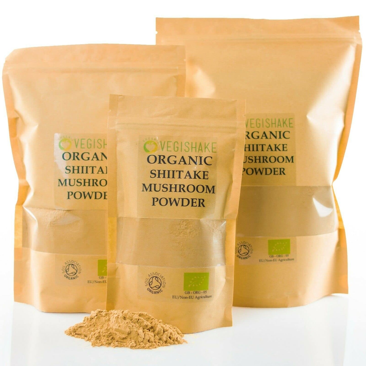 vegishake Organic Shiitake Mushroom Powder Fruiting Body Polysaccharides Vegan (250g)