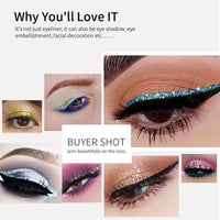 HAORQEE Glitter Eyeliner Silver Liquid Eyeliner Coloured Eye Liner Eye Glitter Makeup, Waterproof Sparkle Long-Lasting Silver Metallic Shimmer White Eyeshadow Coloured Eyeliner(Silver)