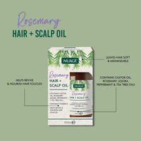 NUAGÉ Nuage Rosemary Hair and Scalp Oil with Vitamin E - Castor Oil, Rosemary, Jojoba, Peppermint & Tea Tree Oils | Helps Revive & Nourish Hair Folicles (100ml)