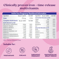 Solvotrin Active Iron Pregnancy, Nutritional Support for Prenatal Care & Foetal Develpment, 30 x 25 mg Iron Capsules, 30 x Triple Layer Multivitamin Tablet (L-Methylfolate, Vitamin D & Calcium), 30 Day Supply