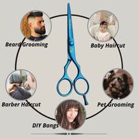 wish beauty,the royal elegance Wishbeauty Professional Hairdressing Scissors - 5.5 inch Hair Scissors for Women & Men - Barber Scissors for Hair Cutting - Sharp Scissor Blades - RightHand Hairdressers Scissors for Salon (Blue)