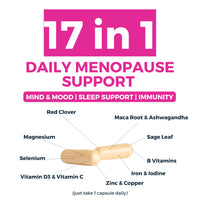 nutripact Red Clover Menopause & Perimenopause Support Supplement 17-in-1 High Strength Complex with Magnesium Ashwagandha, Sage, Maca, Vitamins, Minerals – 60 Vegan Capsules – Meno Pact Complete by Nutripact