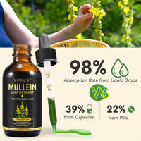 herlosfeel Mullein Leaf Extract for Lungs, 60ml Mullein Leaf Liquid Drops,Natural Mullein Drops for Lungs Cleanse, & Premium Mullein Leaf Extract Fast Absorption Rich in Chlorophyll Vegetarian & Health Supplemen