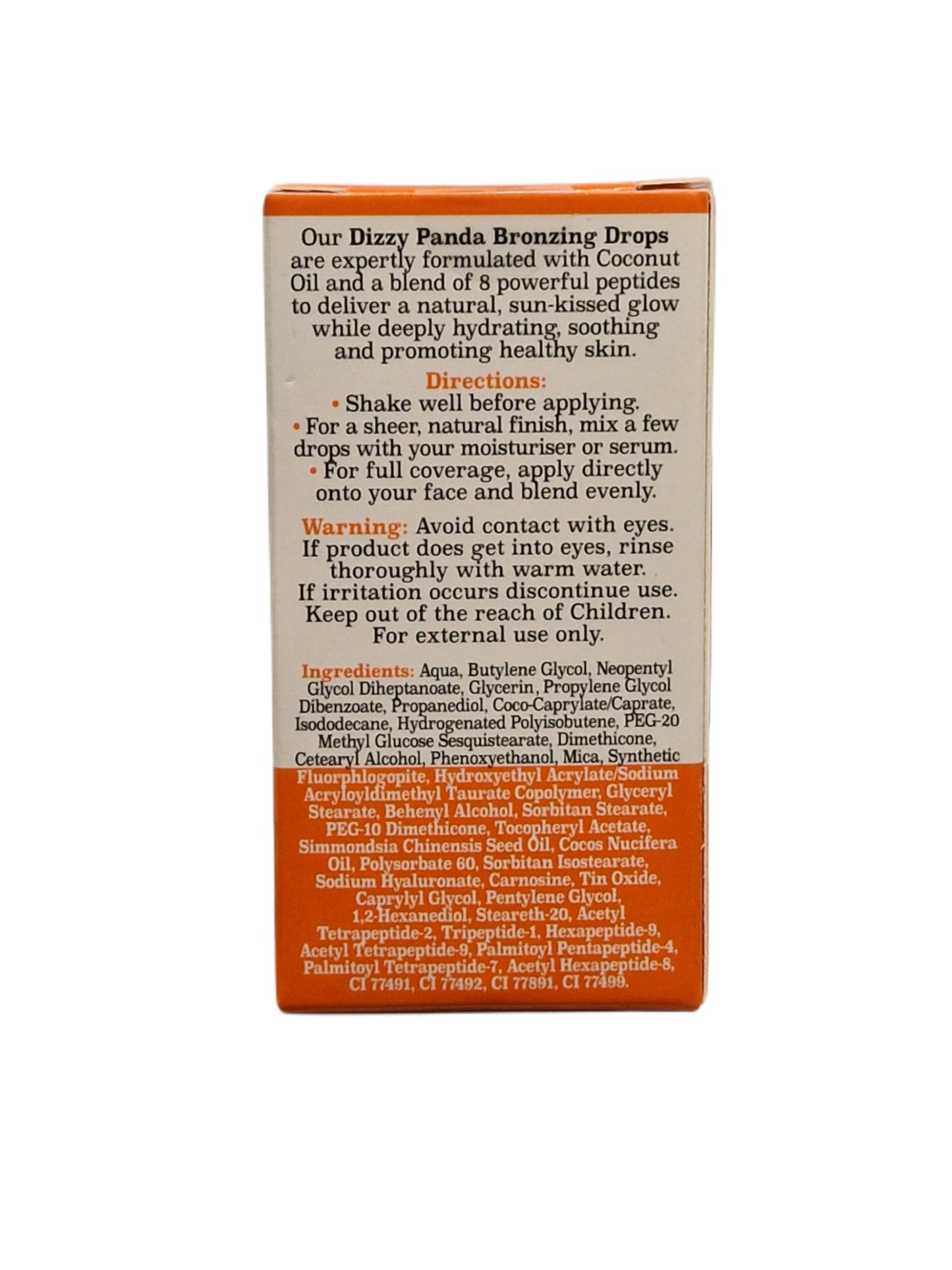 Dizzy Panda Bronzing Drops, 30ml – Hydrating Serum with Coconut Oil & 8 Peptides for Natural Glow