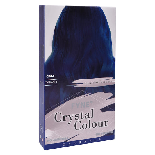 FYNE Crystal Colour - Semi Permanent Hair Colour (Blue (Dark) - Tanzanite) | Semi Permanent hair dye | Nice and Easy hair dye for Women | Built-in conditioner formula, healthier shiny hair