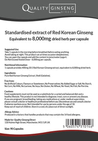 Quality Ginseng Direct Red Korean Ginseng - 8,000mg Capsules - Powerful Formula (90)
