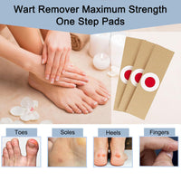 mercham Wart Remover & Verruca Treatment, 24 Pads Corn Remover Pads for Feet, Hands, Gentle & Safe on Skin, Fast & Pain Relief, Wart Treatment Plasters Effective for Kids Adults