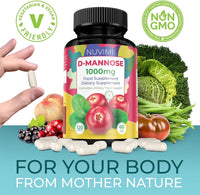 D Mannose 120 Capsules, 1000 mg per Dose, Promotes Urinary Tract Health, Natural Vegan UTI Defence by NUVIMI®