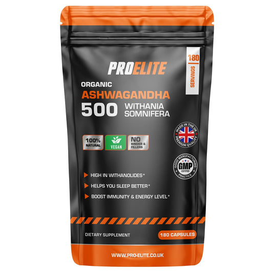 PROELITE Ashwagandha 180 Capsules Vegan Ashwagandha Root Powder Capsule 10% Withanolides 500mg High Strength 10,000mg Extract 20:1 | Stress Relief, Energy, Strength & Endurance by PRO-Elite