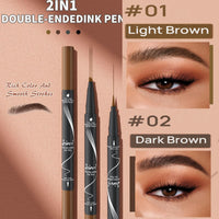 KARLOR 2-in-1 Eyebrow Pencil, Liquid Eye brow Pencil with 2 Heads, Brow Pen for Sharpening, Waterproof, Long-lasting, Hair Drawing Pen (02#Dark brown)