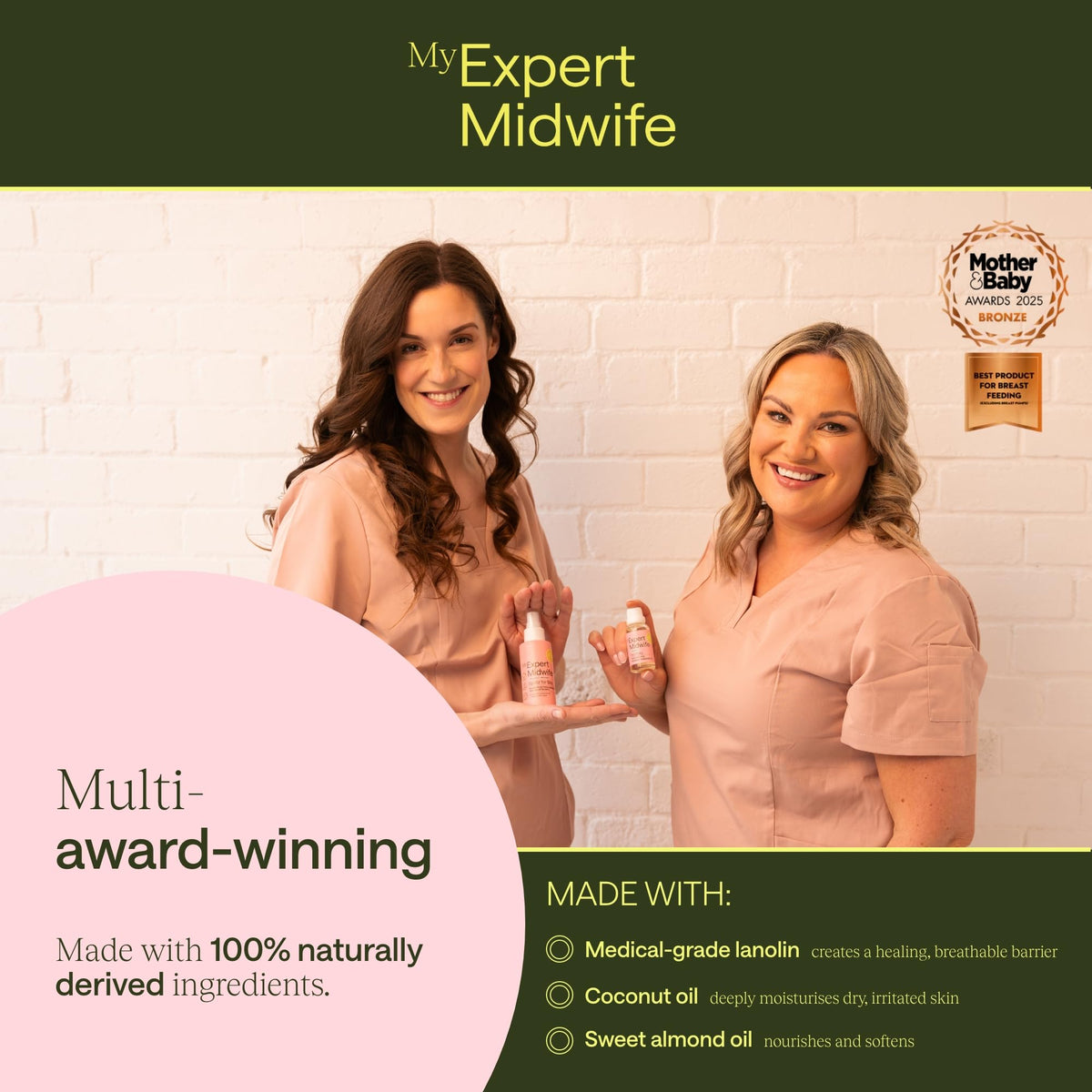 My Expert Midwife No Harm Nipple Balm, 100% Natural, medical grade Lanolin, fast relief, protection for sore cracked nipples. Moisturising, odourless, tasteless, breastfeeding Safe Nipple cream, 60ml