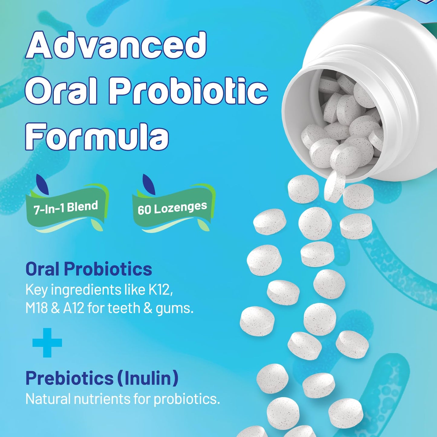 Joiavvy Oral Probiotics 11 Billion CFU, 7-in-1 Dental Probiotic with BLIS K12 & M18, Fast-Dissolving Lozenges for Fresh Breath & Healthy Gums, Sugar-Free, Natural Mint Flavor (60 Count (Pack of 1))