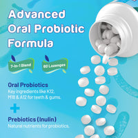 Joiavvy Oral Probiotics 11 Billion CFU, 7-in-1 Dental Probiotic with BLIS K12 & M18, Fast-Dissolving Lozenges for Fresh Breath & Healthy Gums, Sugar-Free, Natural Mint Flavor (60 Count (Pack of 2))