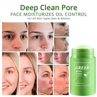 ISBEAUSOLS 2Pcs Green Tea Mask Stick & 1Pcs Hair Band-Blackhead Remover & Deep Cleansing Clay Mask with Green Tea Extract-Mothers Day Gift-For Oily & Sensitive Skin-Hydrating Pore Remover-Antioxidant Facial Care
