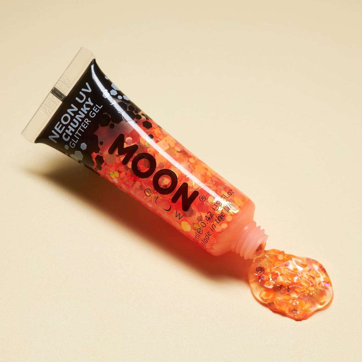 Moon Glow Neon UV Face & Body Chunky Glitter Gel - 12ml - Orange