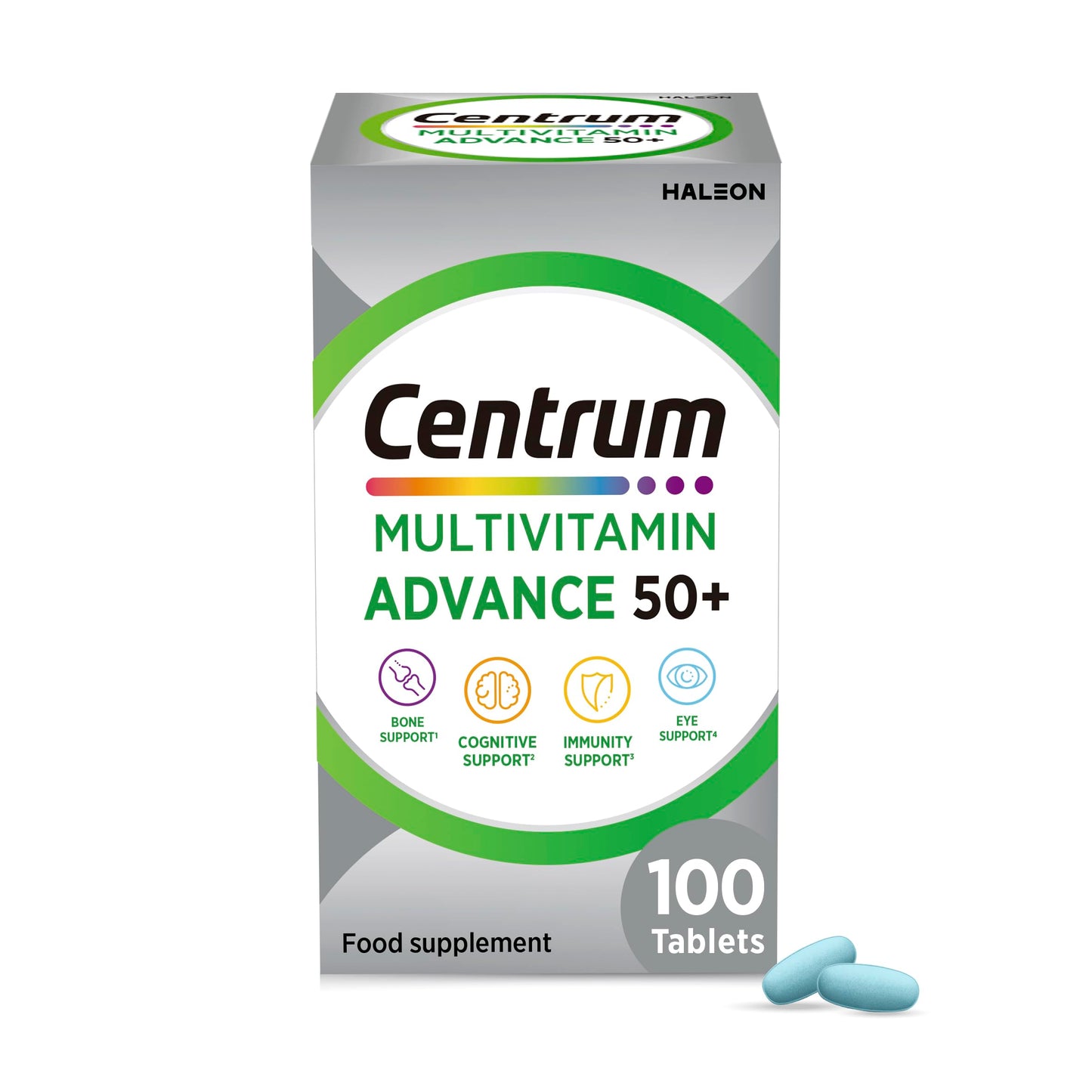 Centrum Advance 50+ Tablets Multivitamin & Mineral Supplements, with 24 essential nutrients, including vitamin D, C, Zinc, 100 ct (Product may vary).