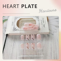 Cosmeria Press On Nails Set, 24 Pieces Fake Nails with Heart Design, Easy Application with Jelly Glue, Includes Nail File and Cleaning Kit