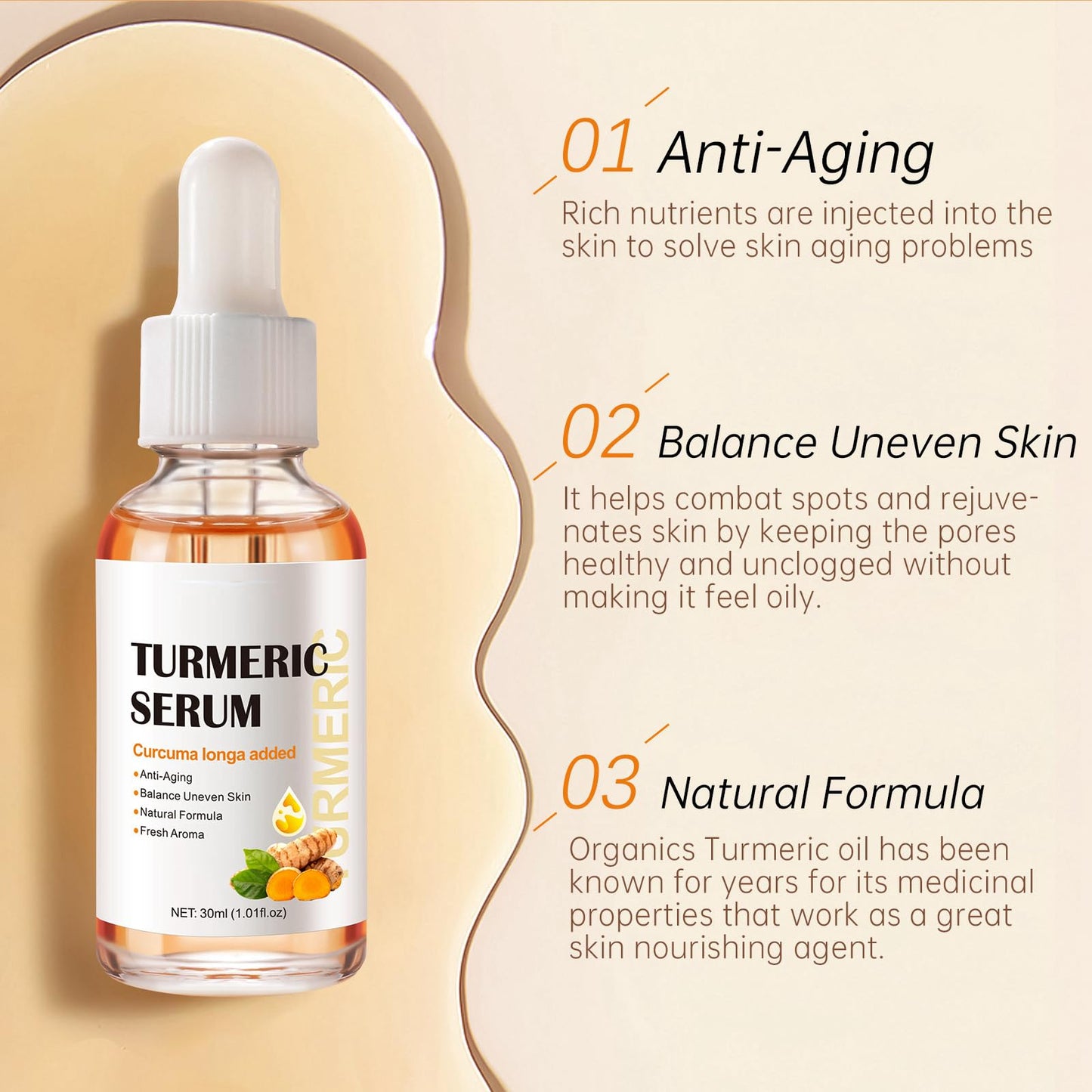 Turmeric Face Serum,20% Vitamin C Serum For Face Serum,Natural Turmeric Oil Skin Care,&Anti Aging&Wrinkle Face Serum,Impove Dark Spots Moisturizing Erase Fine Lines(Vitamin C+Turmeric)
