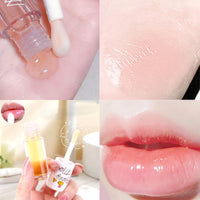 Leogony 2PCS Hydrating Jelly Cute Lip Glow Oil, Plumping Honey & Peach Lip Gloss, Moisturizing Fat Oils Lip Drip Set