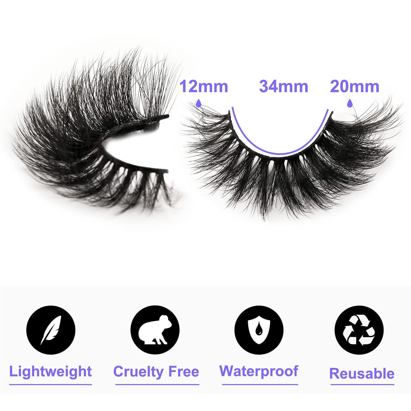 Kiromiro Lashes 20mm Fluffy False Eyelashes Thick Volume Dramatic Cat Eye Lashes 7 Pairs Long Strip Wispy Lashes Pack