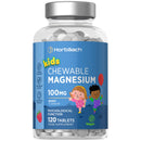 Horbäach Kids Magnesium Chewable Tablets 100mg | Berry Flavour | 120 Count | Magnesium Citrate Tablets for Children Aged 4+ (Not Gummies) | Vegan | By Horbaach