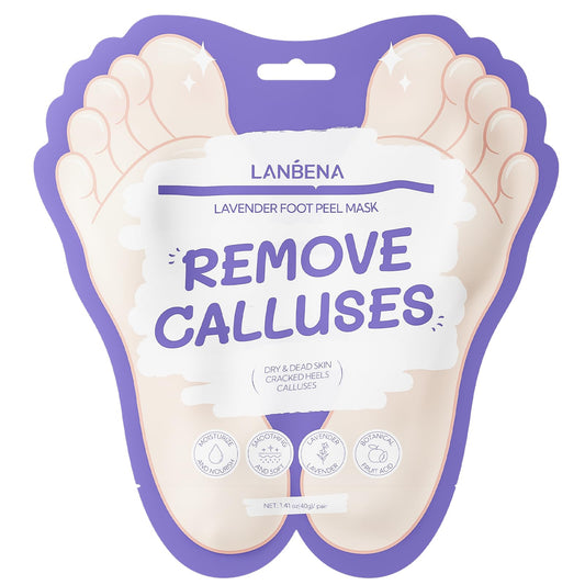LANBENA Foot Peel Mask - 1 Pair Moisturizing and Exfoliating Foot Peeling Mask for Dry, Cracked Feet | Callus Remover | Skin - Friendly and Effective for Baby Soft Feet, Men and Women (Lavender)