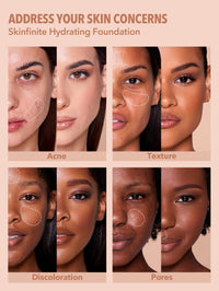 SHEGLAM Skinfinite Hydrating Foundation Flawless Dewy Foundation Hydrating Coverage Invisible Pore Concealer Pore-less Non-Greasy Lightweight Natural Soft Liquid Foundation-Shell