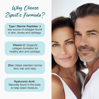 Zipvit Marine Collagen Tablets 1200mg with Hyaluronic Acid, Vitamin C & Zinc, Type 1 Collagen Supplements for Women and Men, Supports Hair, Skin, and Nails, 60 Tablets, 1 Month Supply