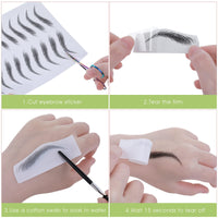 Sibba 6 Sheets Eyebrow Tattoo Eyebrows Sticker Temporary Eyes Brows Practice Tint Transfer Color Set Peel Off Eyeshadow Dye Waterproof Kit Sheets For Beginners Women (Black)