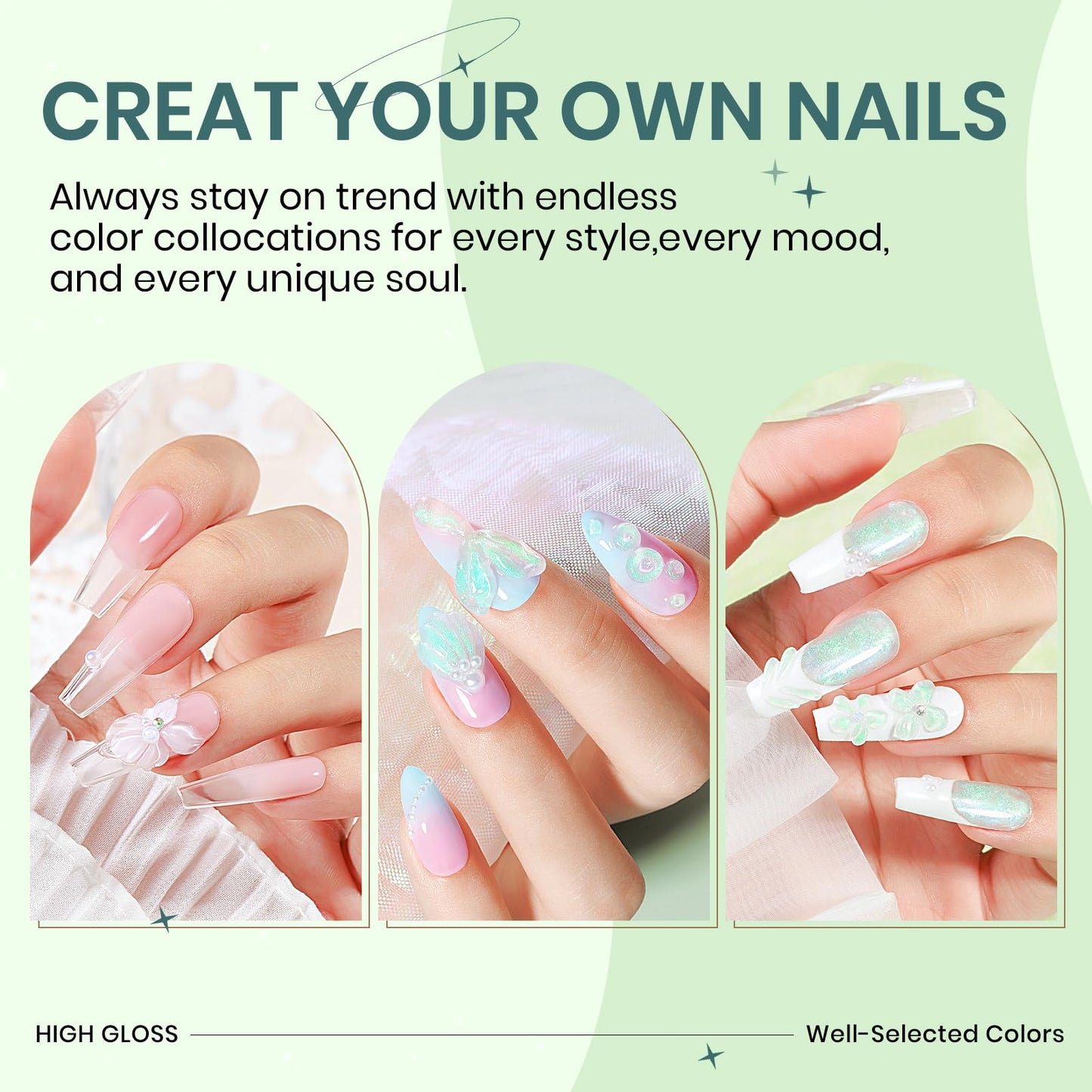 SUPWEE Solid Builder Gel fo Nails, Clear Aurora Green 3D Gel Nail Art 2 Colors Sculpting Gel for Nail Extension Gel Carving Nail Strengthen Hard Gel DIY Nail Art Salon At Home