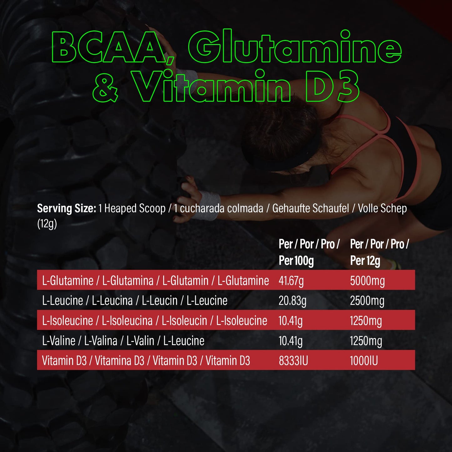 NXT Nutrition BCAA, Glutamine & Vitamin D | BCAAs Amino Acids with Vitamin D3 and L-Glutamine - for Recovery, Gut Health and Muscle Protein Synthesis | 360g - 30 Servings (Strawberry Lime)