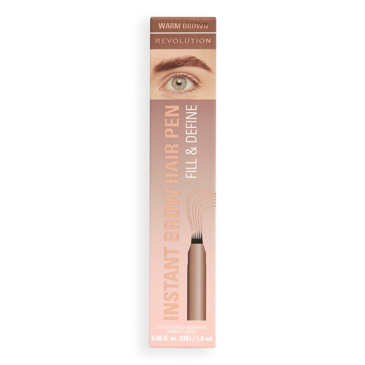 Revolution Beauty London Revolution, Instant Brow Hair Pen, Precision Applicator for Hair-Like Strokes, Long-Lasting Eyebrow Pen, Warm Brown, Vegan & Cruelty-Free, 1.8ml