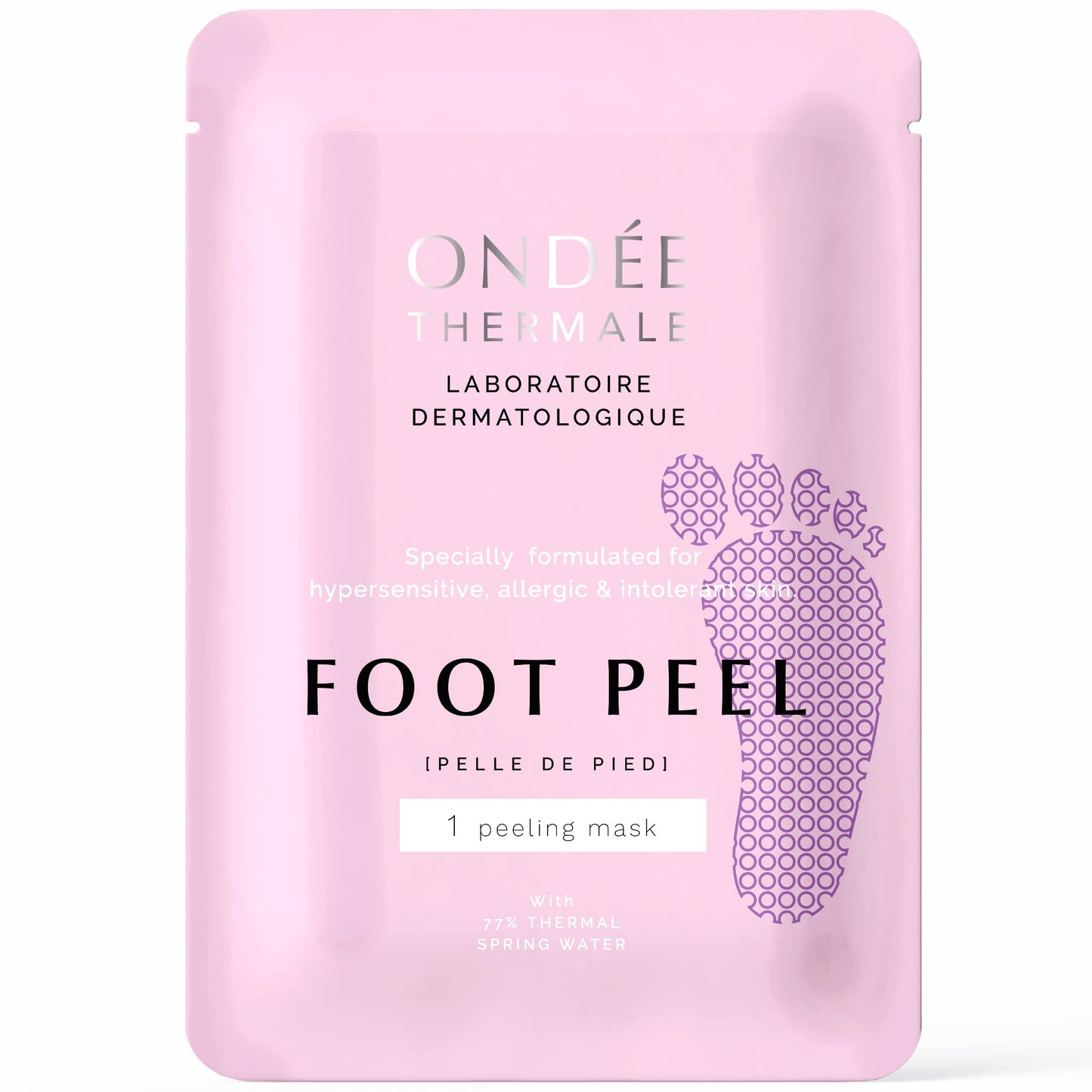 Ondée Thermale Foot Peel Mask - Exfoliating Foot Masks, Moisturising Foot Mask with Vitamin E, Foot Peel Mask for Hard Skin, Callus and Cracked Heels - Foot Care Foot Mask Peel, 1 Foot Pack
