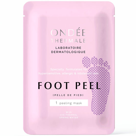 Ondée Thermale Foot Peel Mask - Exfoliating Foot Masks, Moisturising Foot Mask with Vitamin E, Foot Peel Mask for Hard Skin, Callus and Cracked Heels - Foot Care Foot Mask Peel, 1 Foot Pack