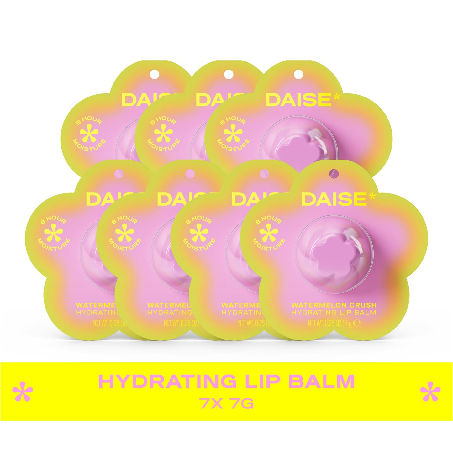 Daise DAISE Hydrating Lip Balm 7 Pack in Watermelon Crush with Vitamin E and Shea Butter, 7 g each