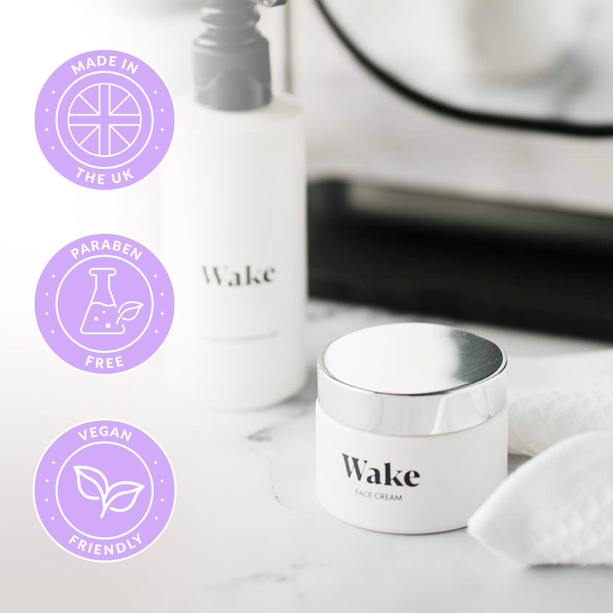 Wake Skincare Face Cream for Dry Skin, Moisturiser for Dry Skin - Hyaluronic Acid Moisturiser - 50ml, Dry Skin Cream - Natural Antioxidants & Dry Skin Face Cream, Face Moisturiser for Dry Skin